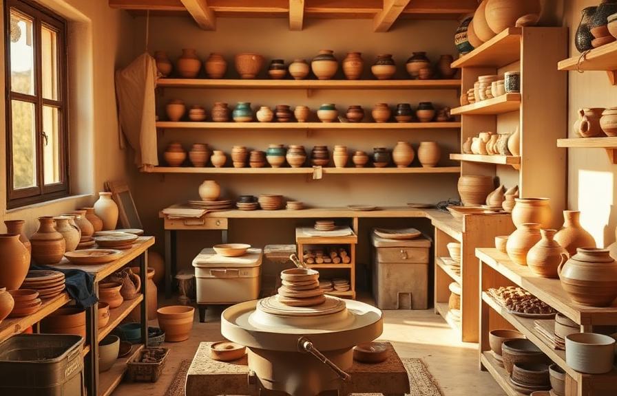 A sunlit ceramics workshop in Valencia