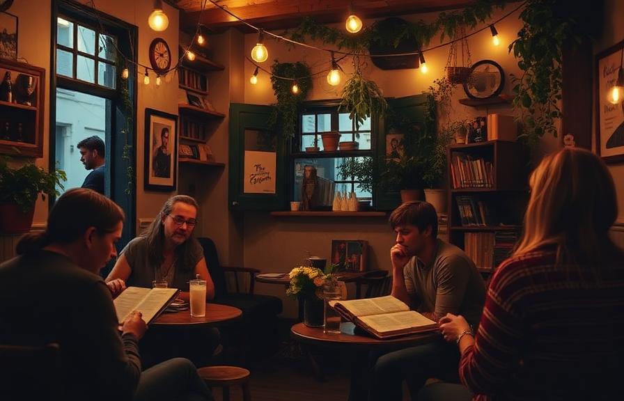 An intimate poetry night in a cozy Valencia café