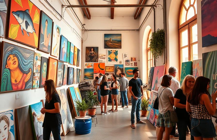A vibrant pop-up art show in a Valencia studio
