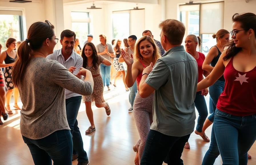 A lively community dance class in Valencia
